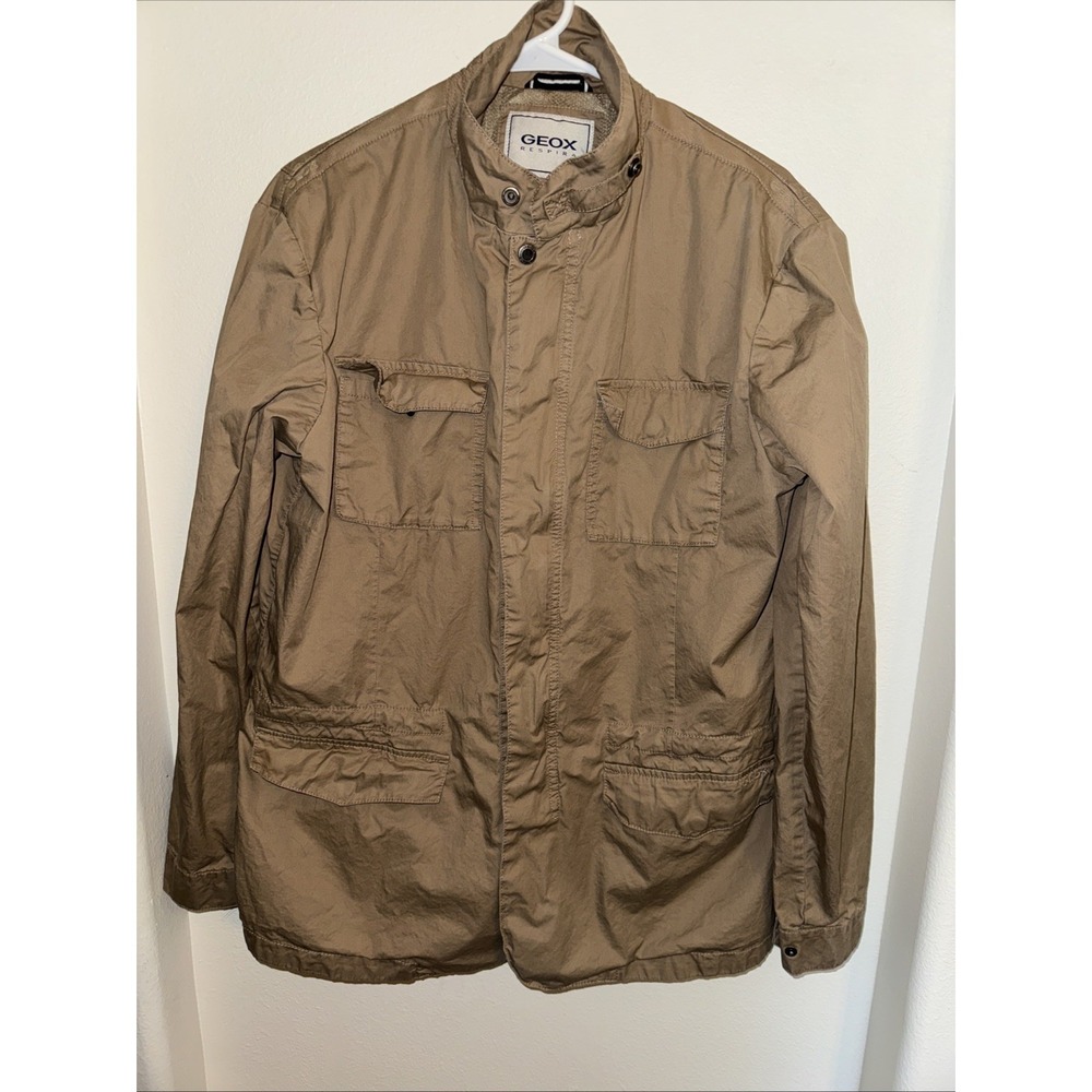 GEOX RESPIRA Mens Utility Jacket UK54 X Large Tan Pockets Adjustable